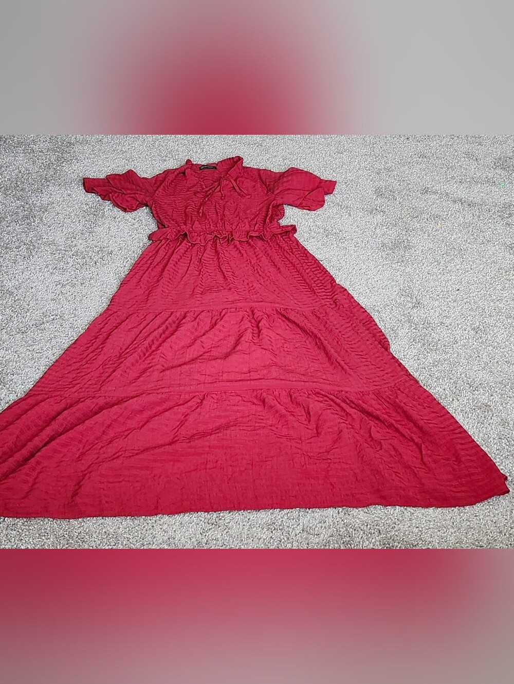 Women’s Crimson Maxi Dress with Ruffle Bodice